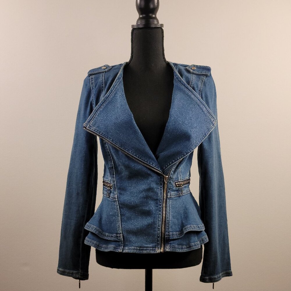 White House Black Market Everyday Soft Denim™ Peplum Moto Jacket 2